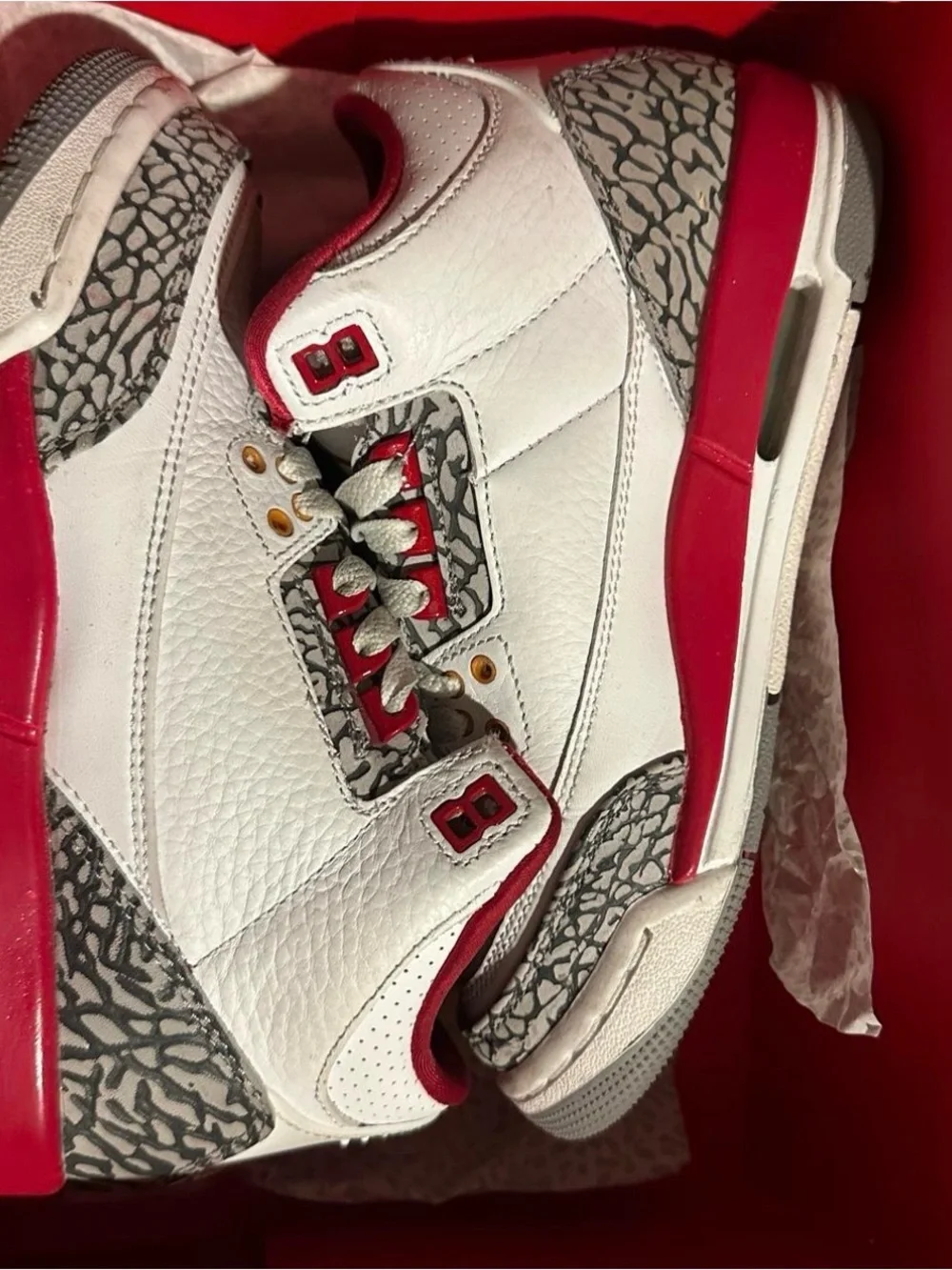 Jordan 3 white and Red Retro Basketball Sneakers - Brand: